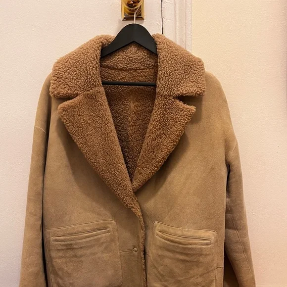 ba&sh Jackets Coats Bash Reversible Suedeteddyshearling